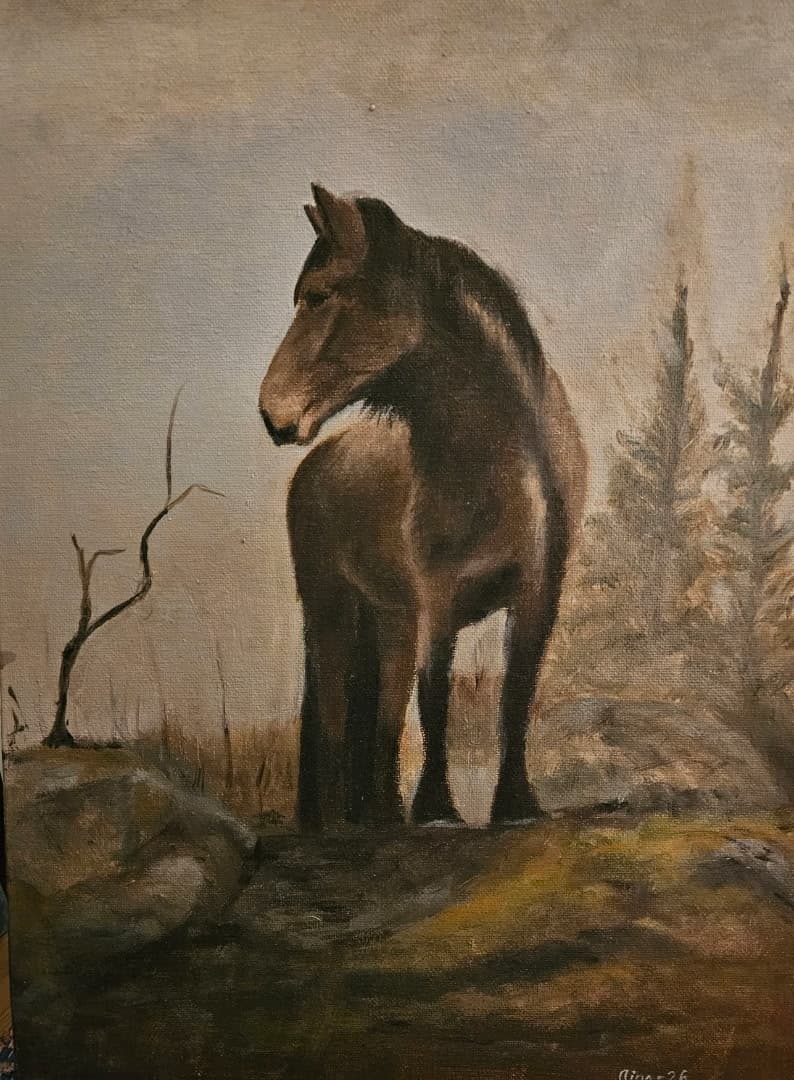 Kunstverk: Hest i skumringen av Aina Delbekk